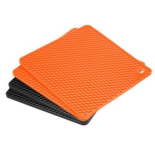 Silicone Trivet Mats 4pcs Square Pot Holders For Hot Pan Pot Orange Black Bed Bath Beyond